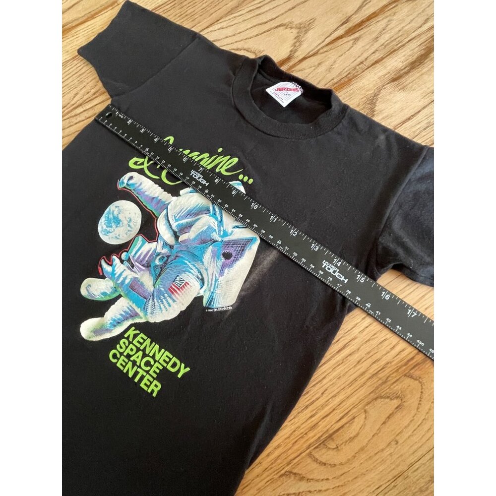 VTG 90s Kennedy Space Center T-Shirt Youth L Black Imagine Astronaut - Picture 6 of 7